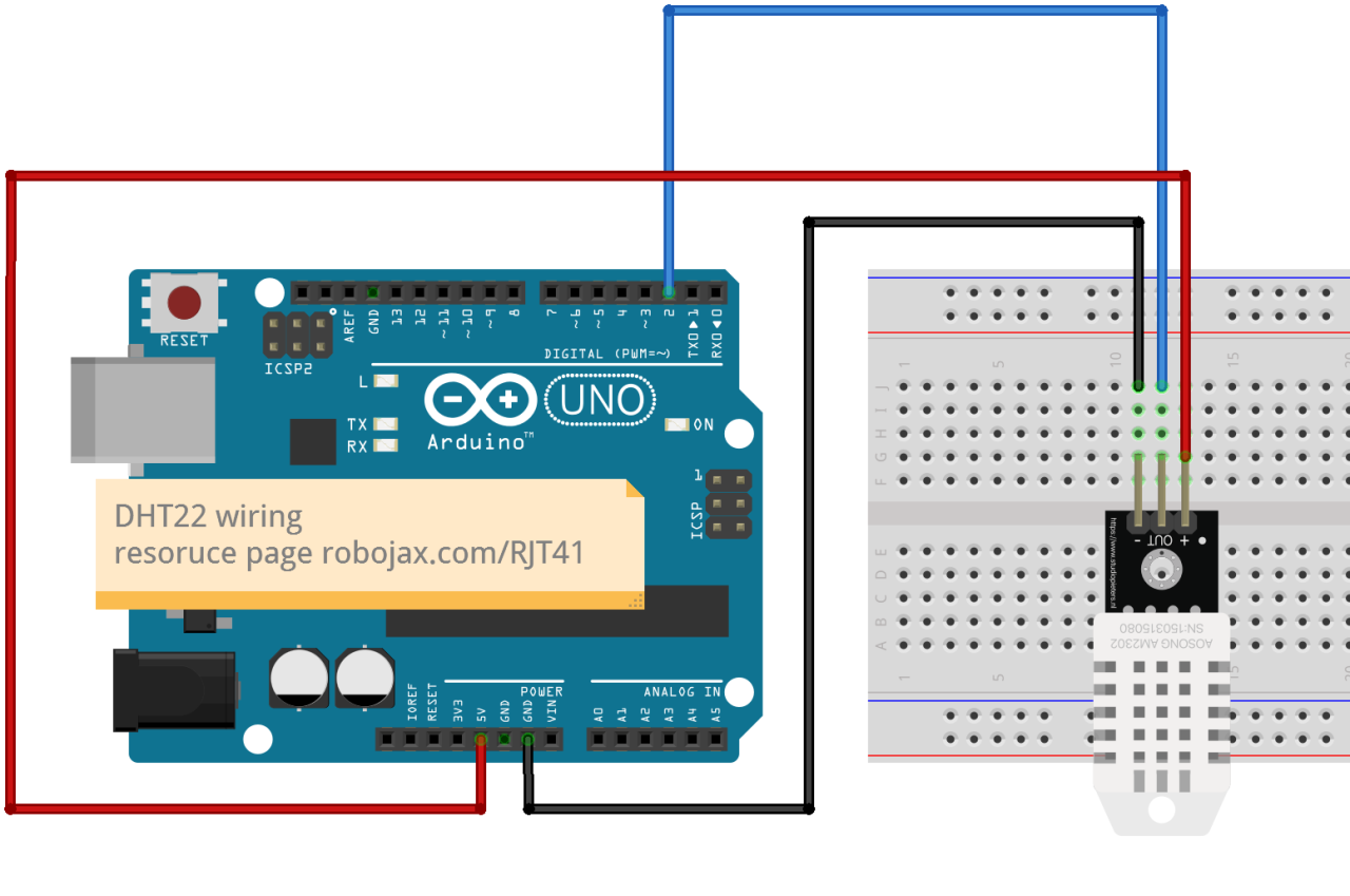 Arduino wiring for DHT22 sensor Arduino wiring for DHT22 sensor