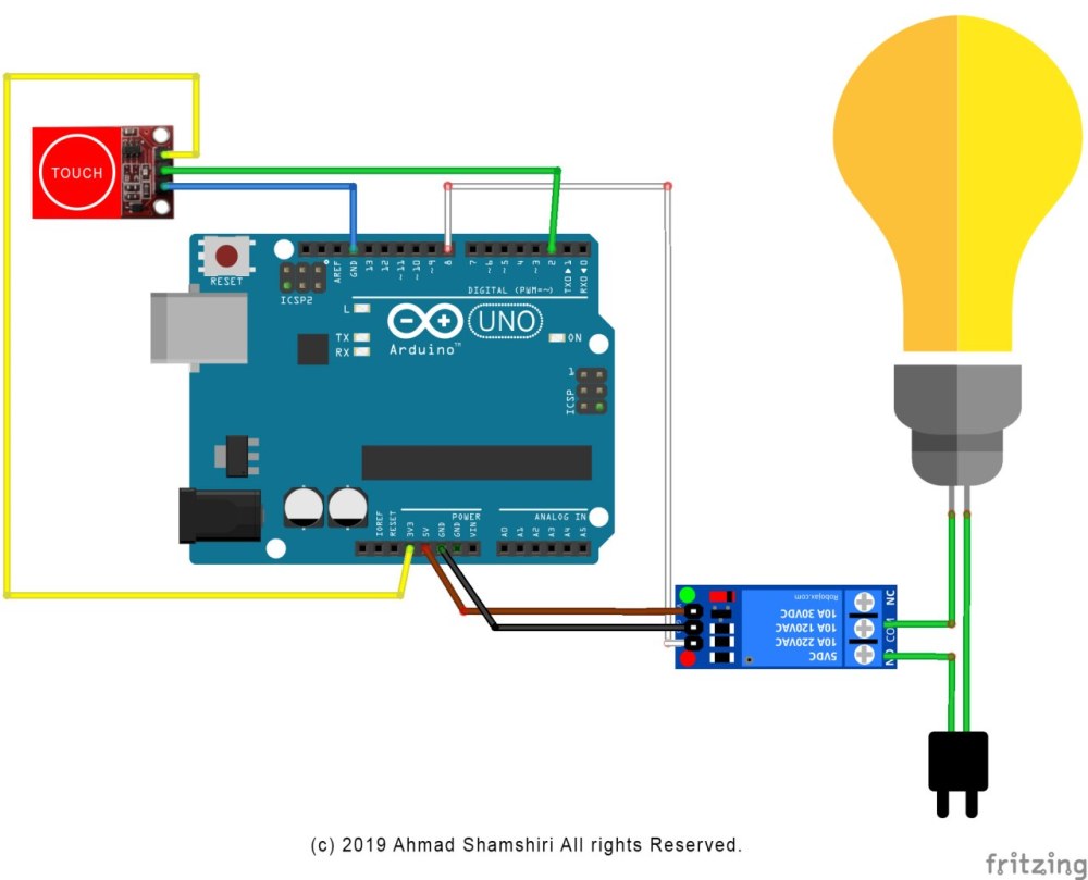 Arduino wring for TTP223 Touch sensor with relay Arduino wring for TTP223 Touch sensor with relay
