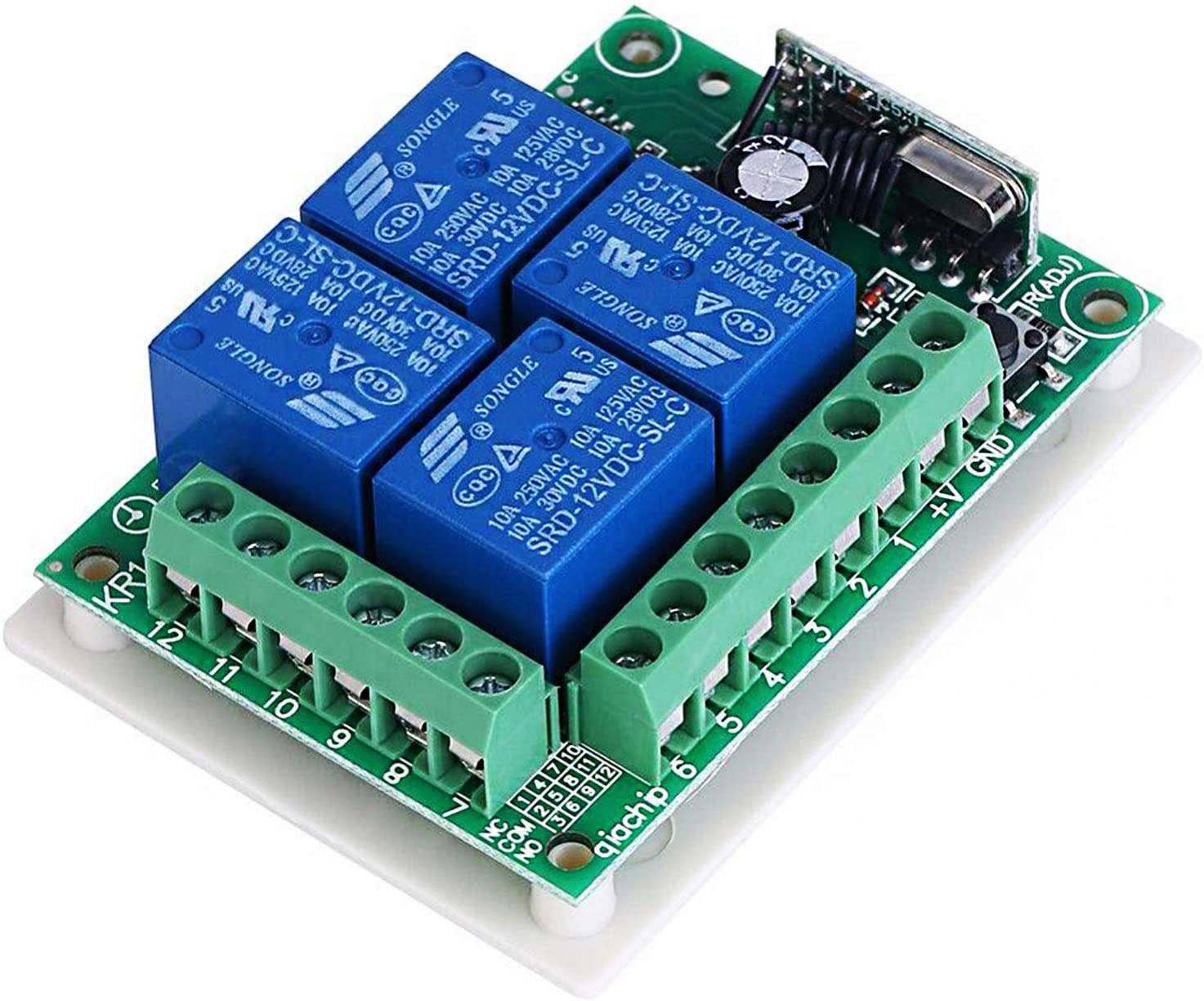33 MHz 4-channel remote relay module without box