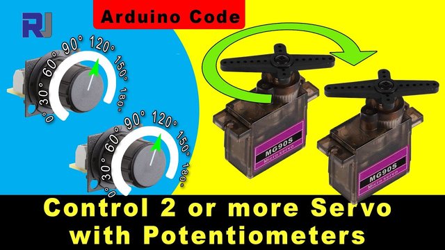 Video thumbnail for How to control 2 Servo or more with Potentiometers using Arduino - RJT225