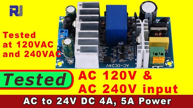 Video thumbnail for Review of  AC 100-240V To DC 24V 4A-6A Switching Power Supply Module