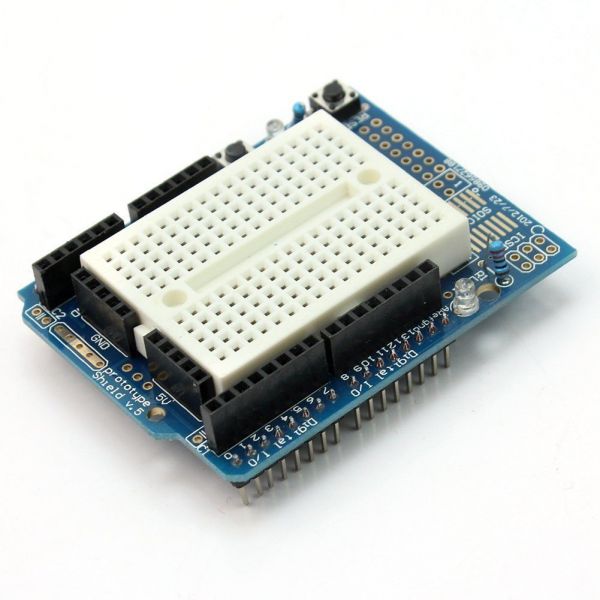 Prototype Shield, ProtoShield, with mini breadboard for Arduino