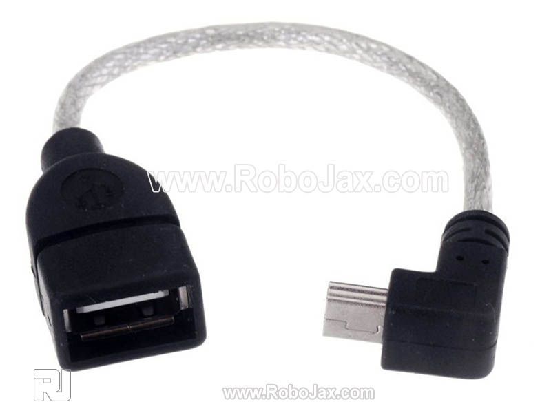 Mini USB Male to USB 2.0 Female 90-degree Right Angle