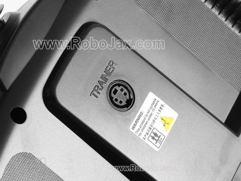 FS-CT6B 6ch Transmitter back view with port