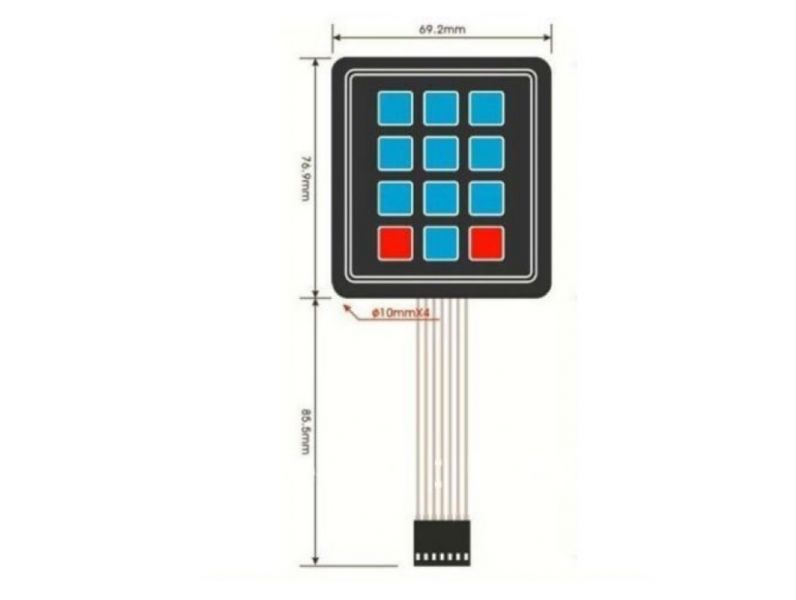 4x3 Matrix Numeric Keypad, 12 buttons: 0-9, *, and