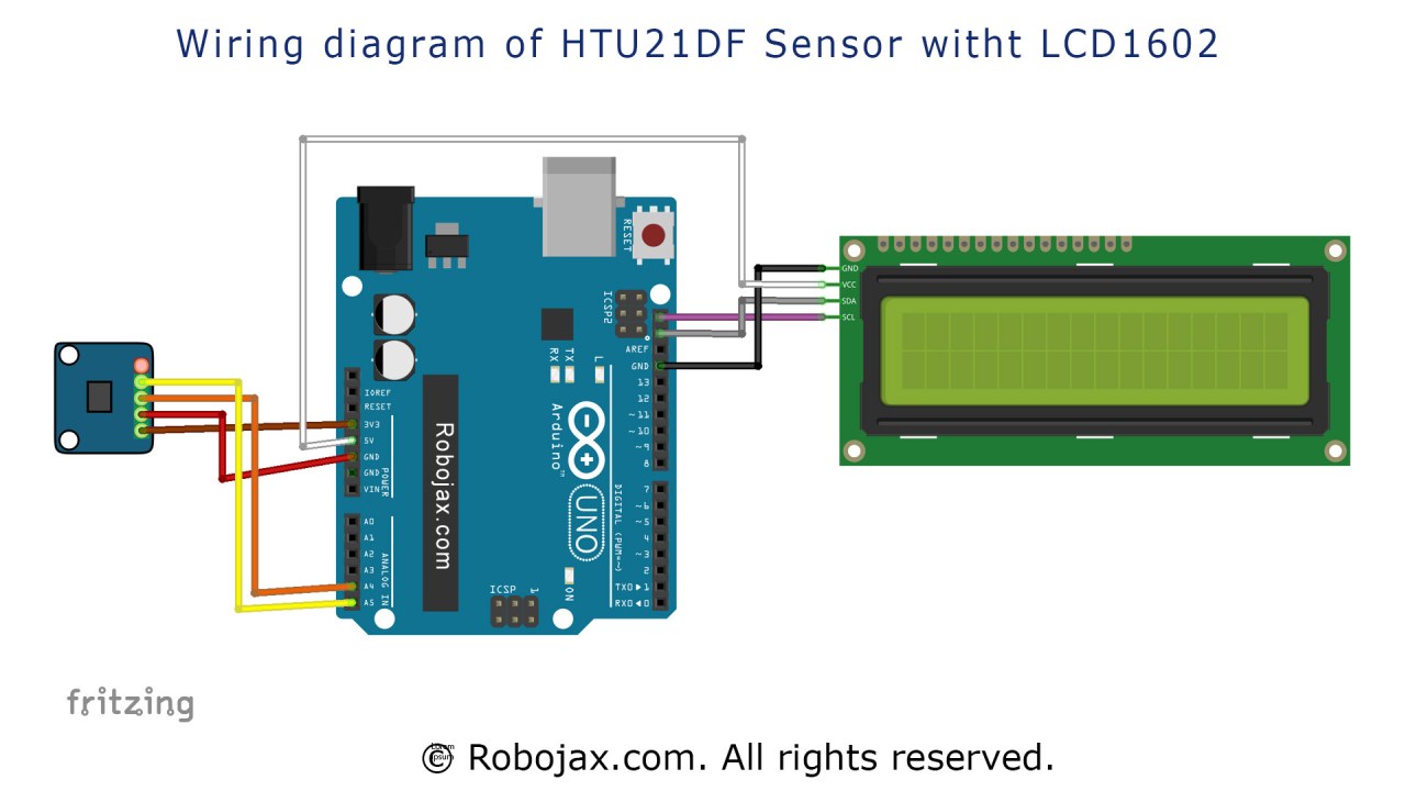 Arduino wiring for HTU21DF light intesity sensor with LCD