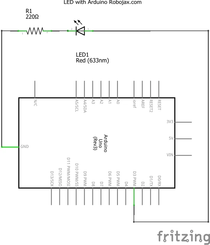 Arduino schematic for LED