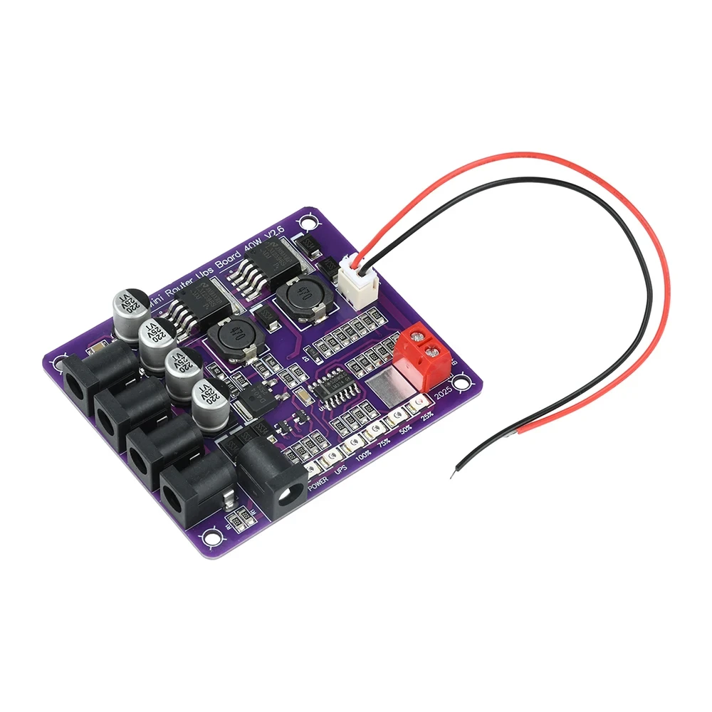 Mini Router UPS Uninterruptible Power Supply Board 40W 11.1V Battery Charging Board 4-Channel Power Module Output USB DC Port