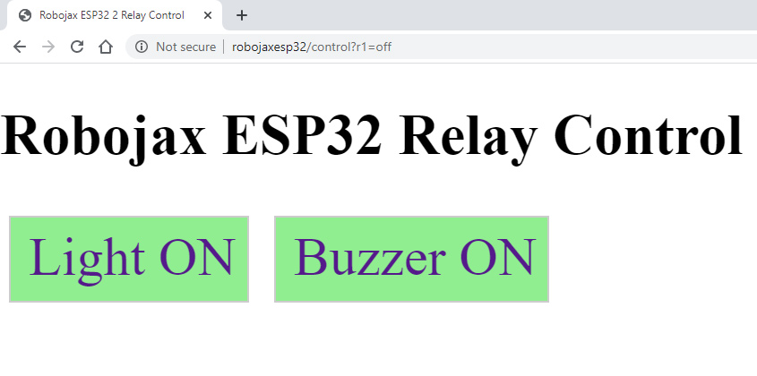 HTML page to control 2 relays