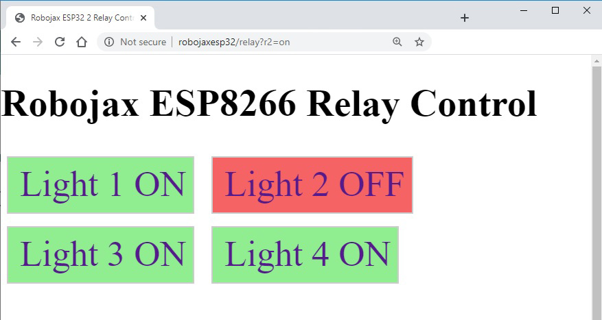 HTML page to control 4 relays