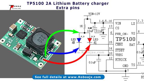 TP5100 Lithium Charger: Extra pins on module