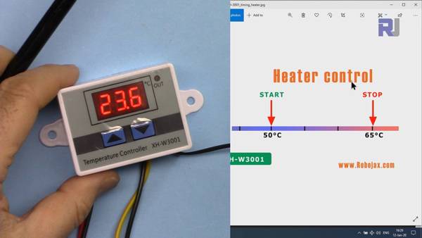 XH-W3001 AC digital Thermostat: Heater control example