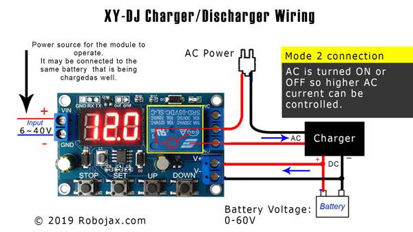 XY-DJ 18650 Lithium Battery Charger: Mode 2 Connection