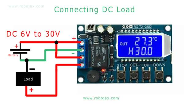 XY-T01 Relay Timer: DC Load wiring