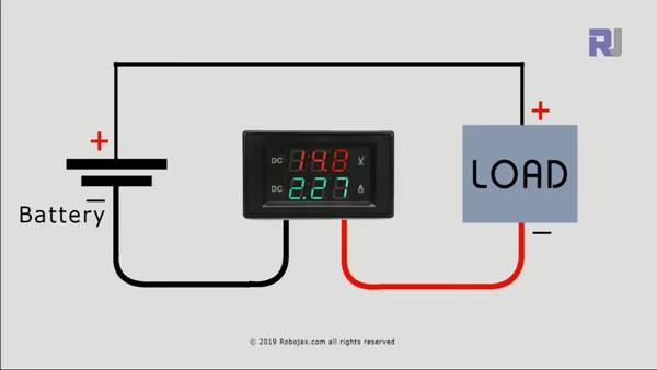 100V 10A DC LED Current Voltage Meter: Meter in series with the load
