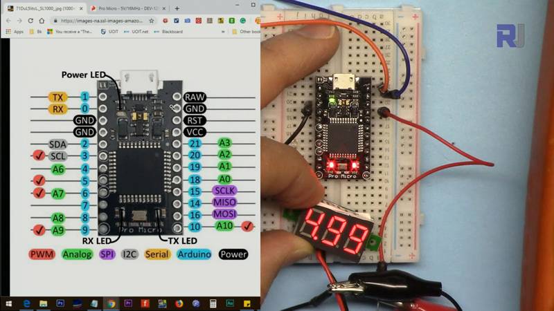 Arduino Pro Micro: Measuring VCC Pin voltage