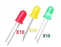 30 pieces 5mm LED 10x Red, 10x Green 10x Yellow light diode